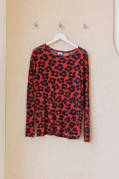 トップス dries van noten archive long sleeve Archives Dries Van Noten Floral Long Sleeve T-Shirt - Red/Black at