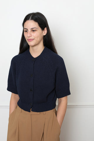 Cotton Buttoned Top - Navy