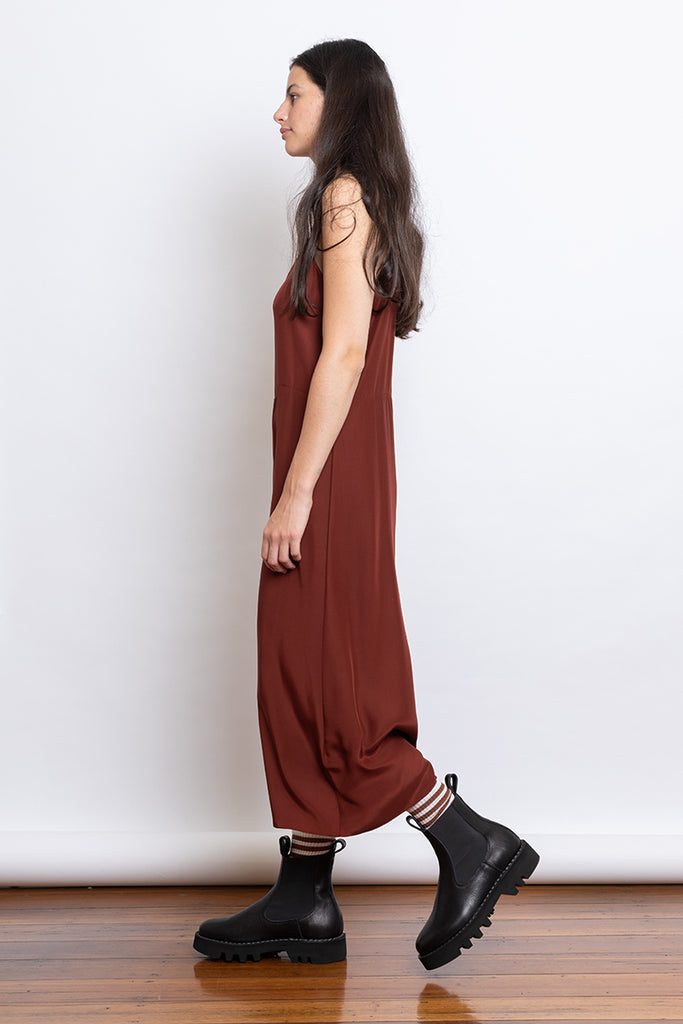 Organic Silk Slip Dress - Brick