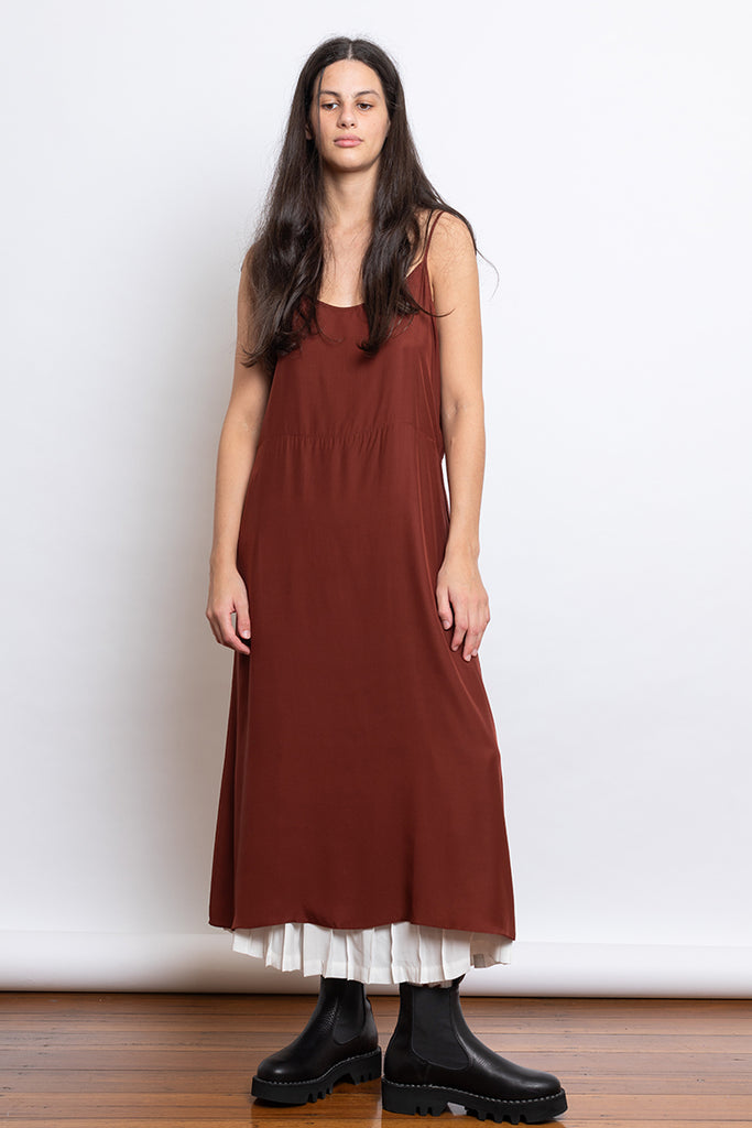 Organic Silk Slip Dress - Brick