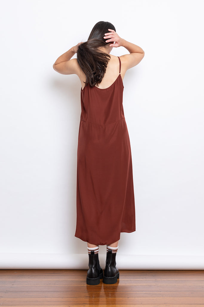 Organic Silk Slip Dress - Brick