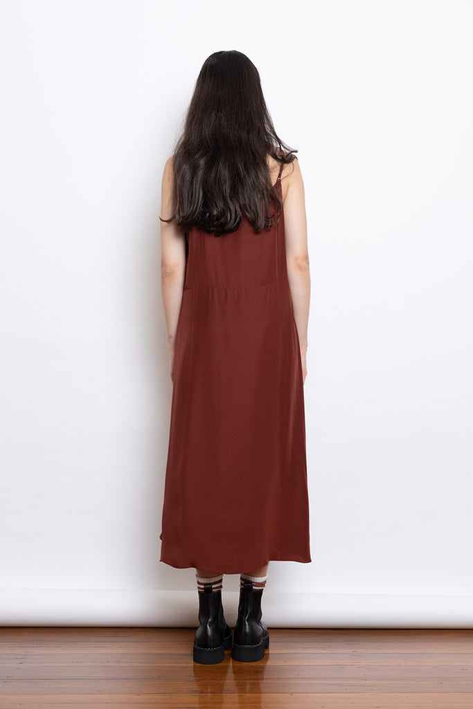 Organic Silk Slip Dress - Brick