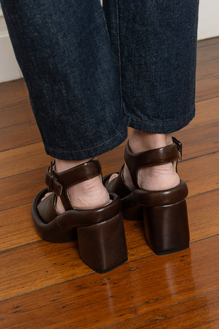 Padded Wedge Sandals - Dark Brown