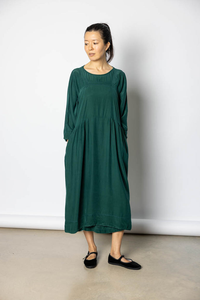Garment Dyed Silk French Slip Dress - Jungle