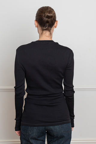 Rib Long Sleeve T-Shirt - Black