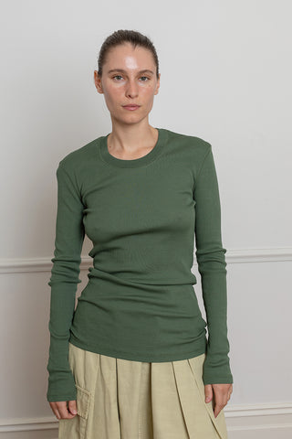Rib Long Sleeve T-Shirt - Smokey Green