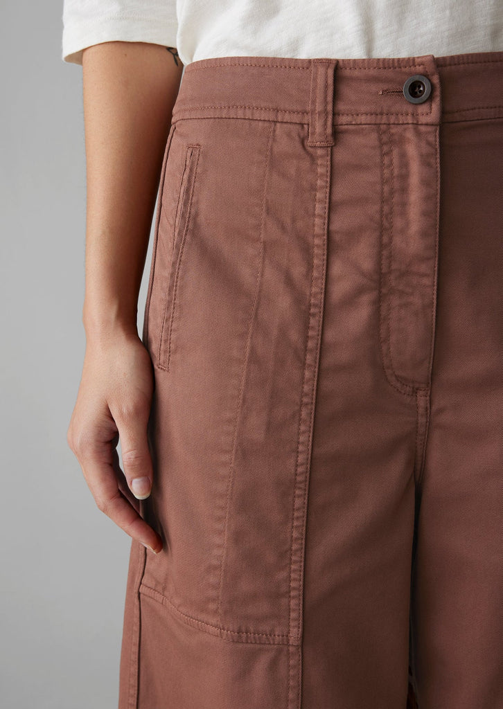 Panelled Cotton Twill Trousers - Dusty Pink