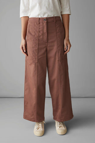 Panelled Cotton Twill Trousers - Dusty Pink
