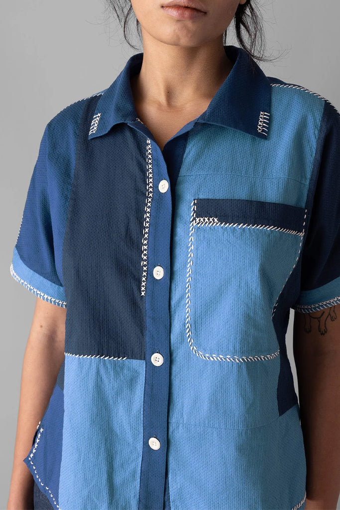 Hand Embroidered Cotton Patchwork Shirt