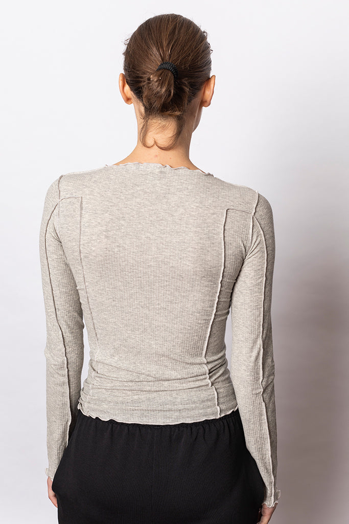Omata Long Sleeve T-Shirt - Grey Marle