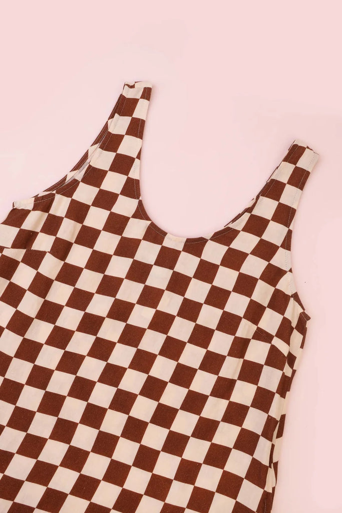 Printed Linen Slip - Chestnut Check