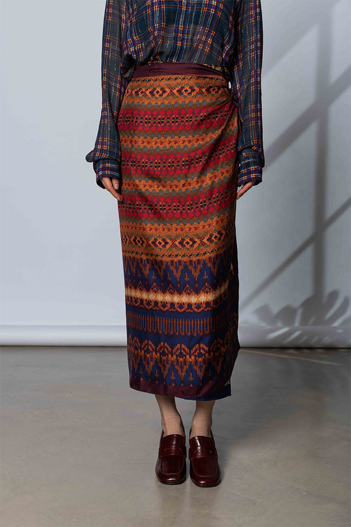 Long Wrap Scarf Skirt - Multi B