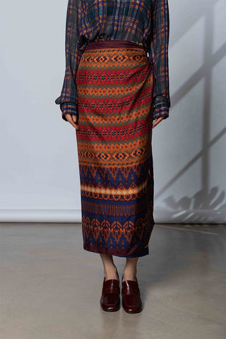 Long Wrap Scarf Skirt - Multi B