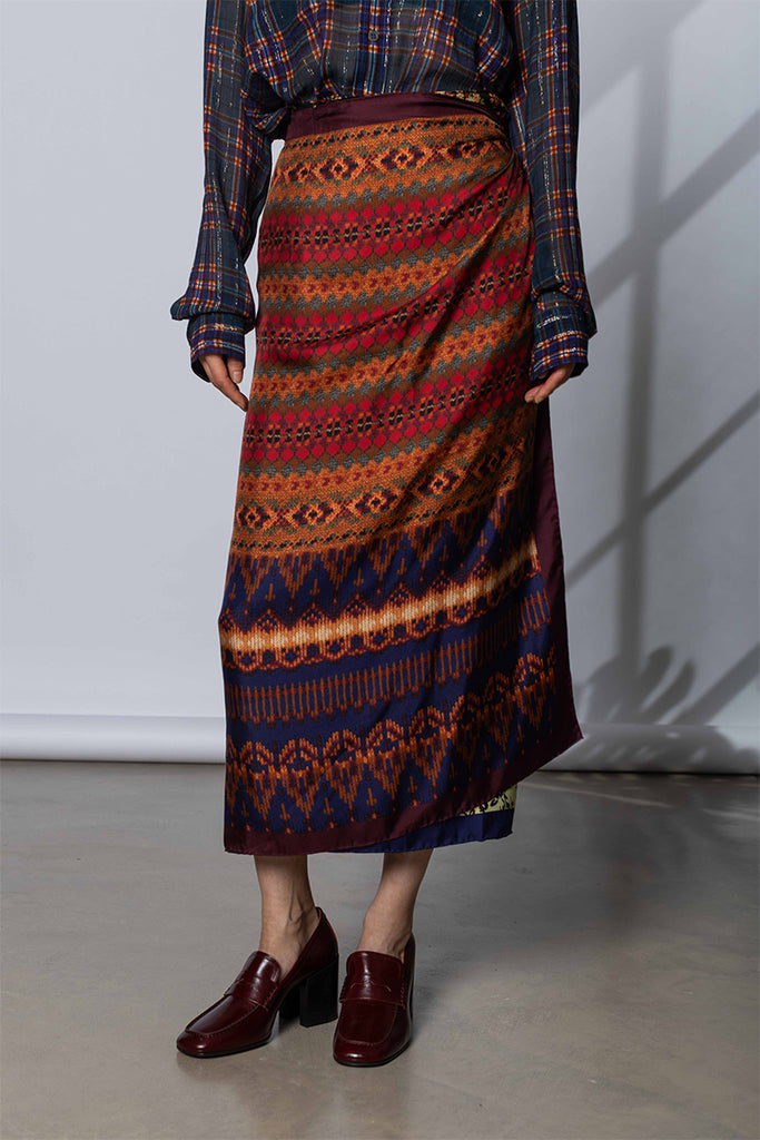 Long Wrap Scarf Skirt - Multi B