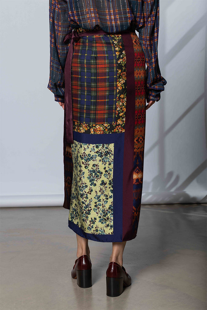 Long Wrap Scarf Skirt - Multi B
