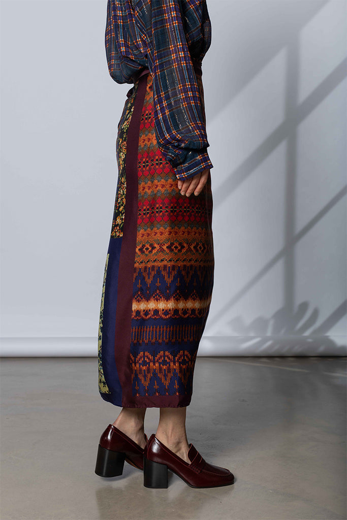Long Wrap Scarf Skirt - Multi B