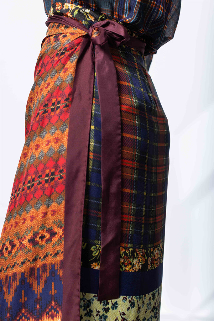 Long Wrap Scarf Skirt - Multi B