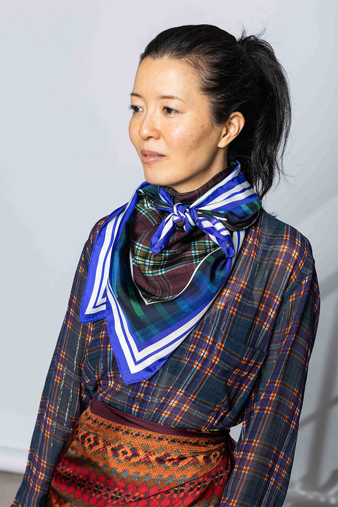 Silk Square Scarf - Blue