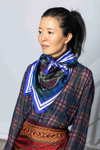Silk Square Scarf - Blue