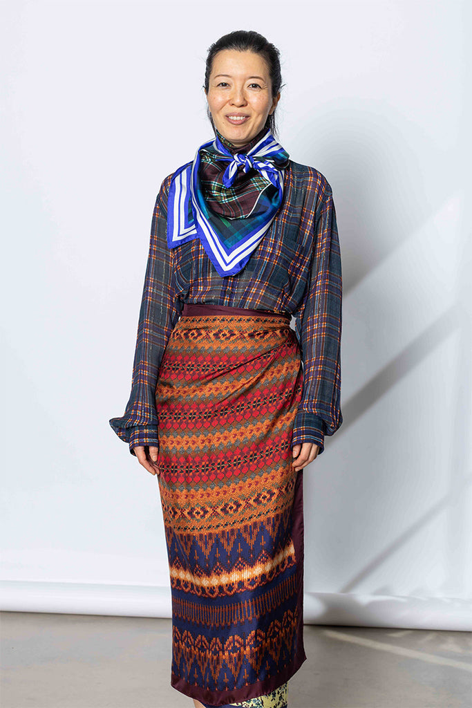 Silk Square Scarf - Blue