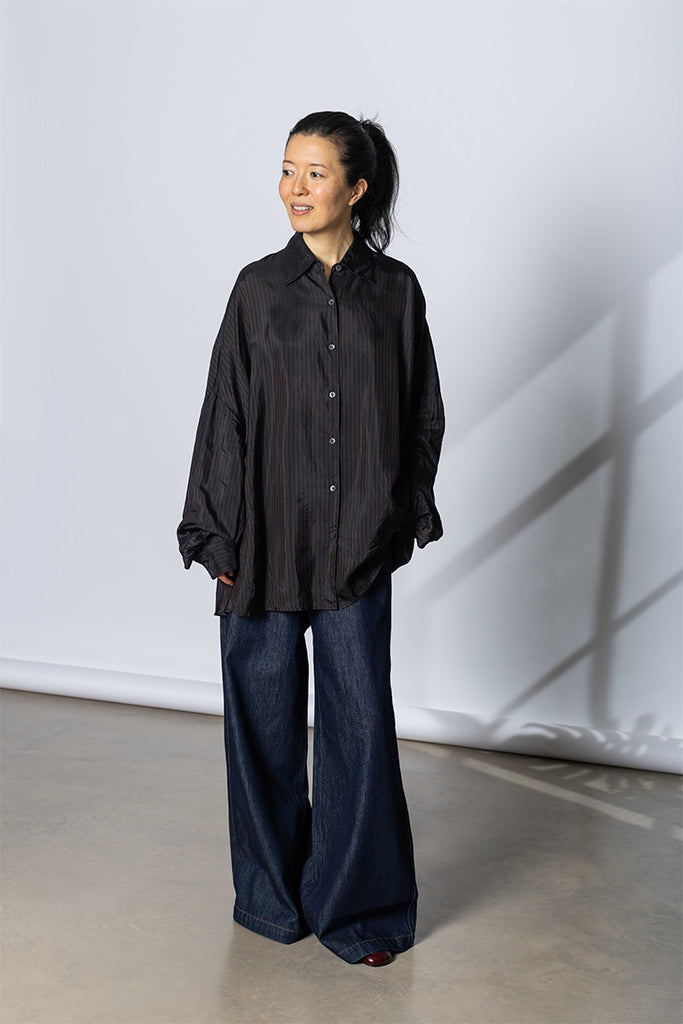 Cupro Cocoon Shirt - Dark Brown