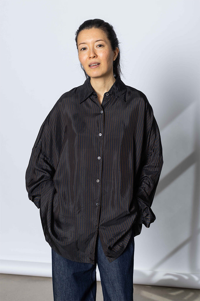 Cupro Cocoon Shirt - Dark Brown