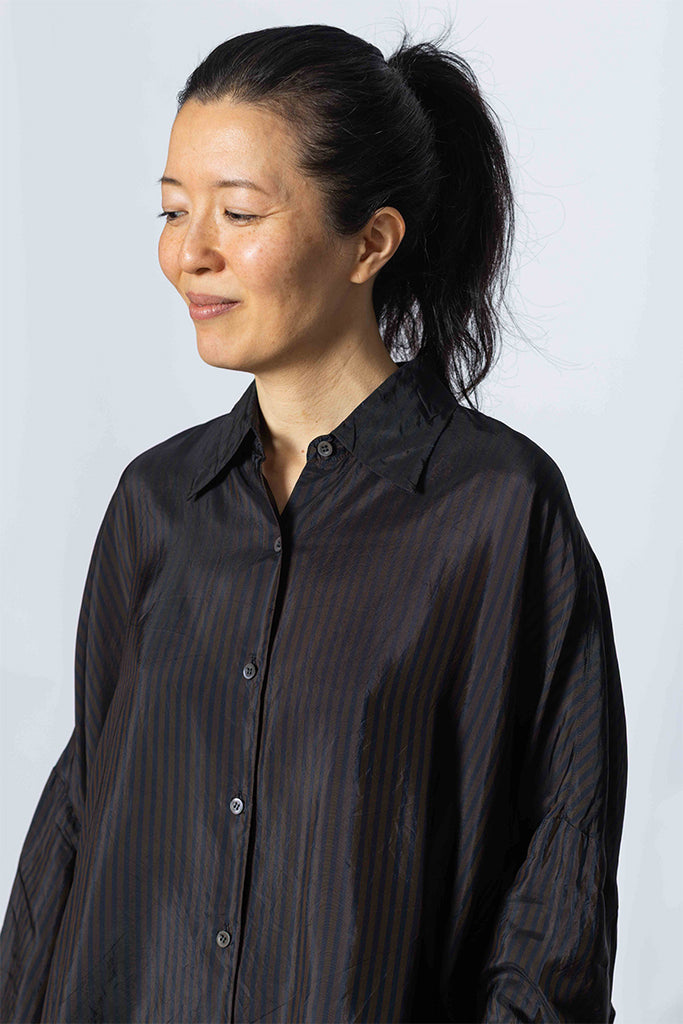 Cupro Cocoon Shirt - Dark Brown