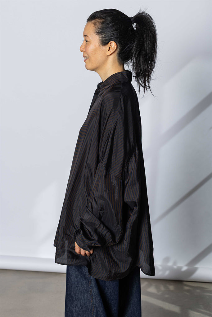 Cupro Cocoon Shirt - Dark Brown