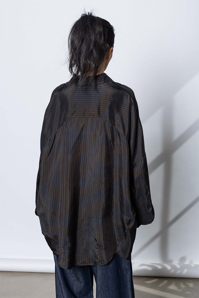 Cupro Cocoon Shirt - Dark Brown