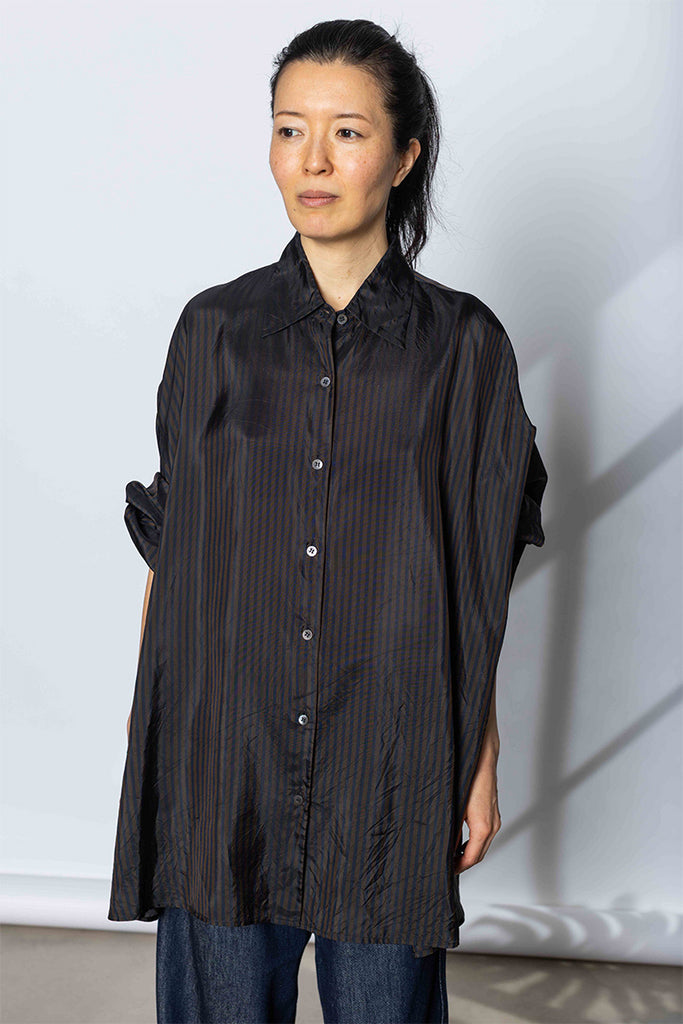 Cupro Cocoon Shirt - Dark Brown
