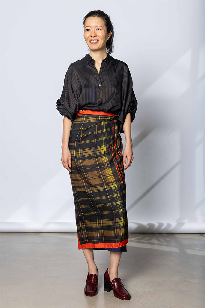 Long Wrap Scarf Skirt - Multi A