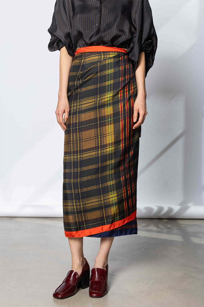 Long Wrap Scarf Skirt - Multi A