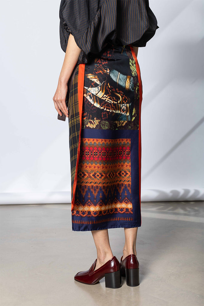 Long Wrap Scarf Skirt - Multi A