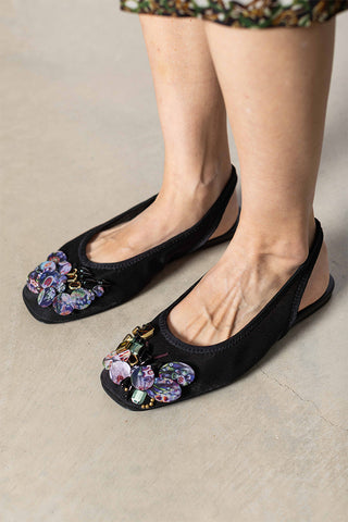Embellished Flats - Black/Multi