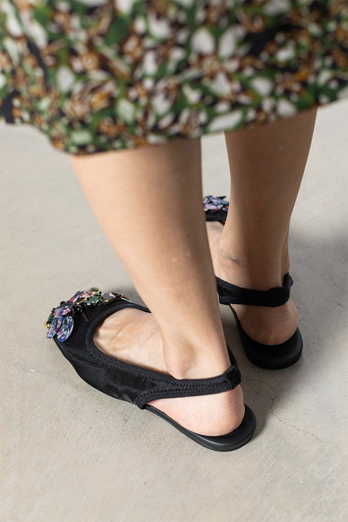 Embellished Flats - Black/Multi