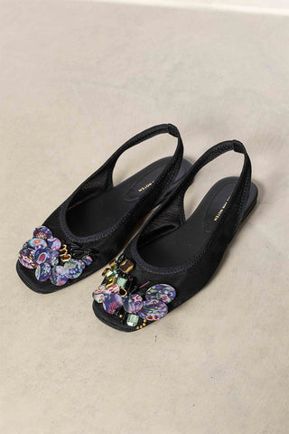 Embellished Flats - Black/Multi