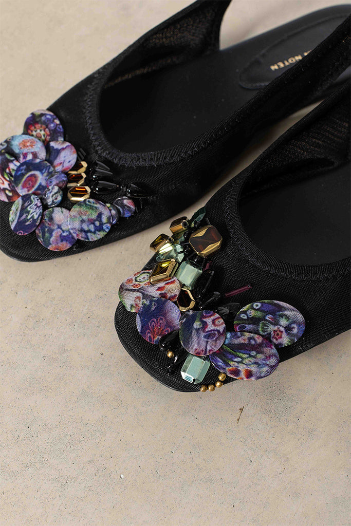 Embellished Flats - Black/Multi