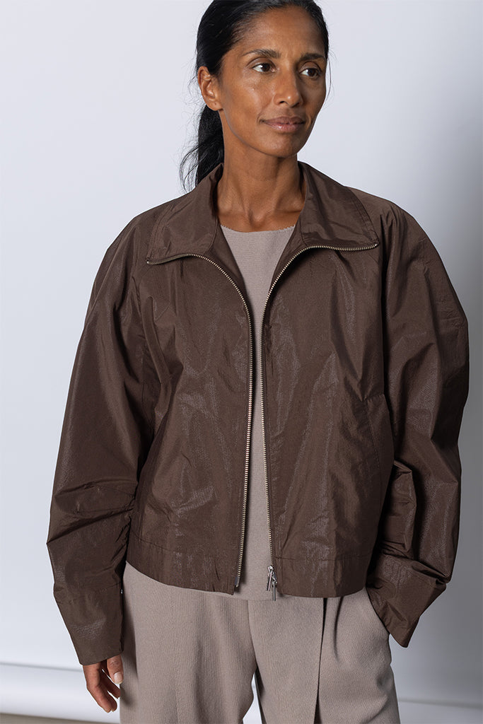 Akimbo Blouson Jacket - Dark Brown