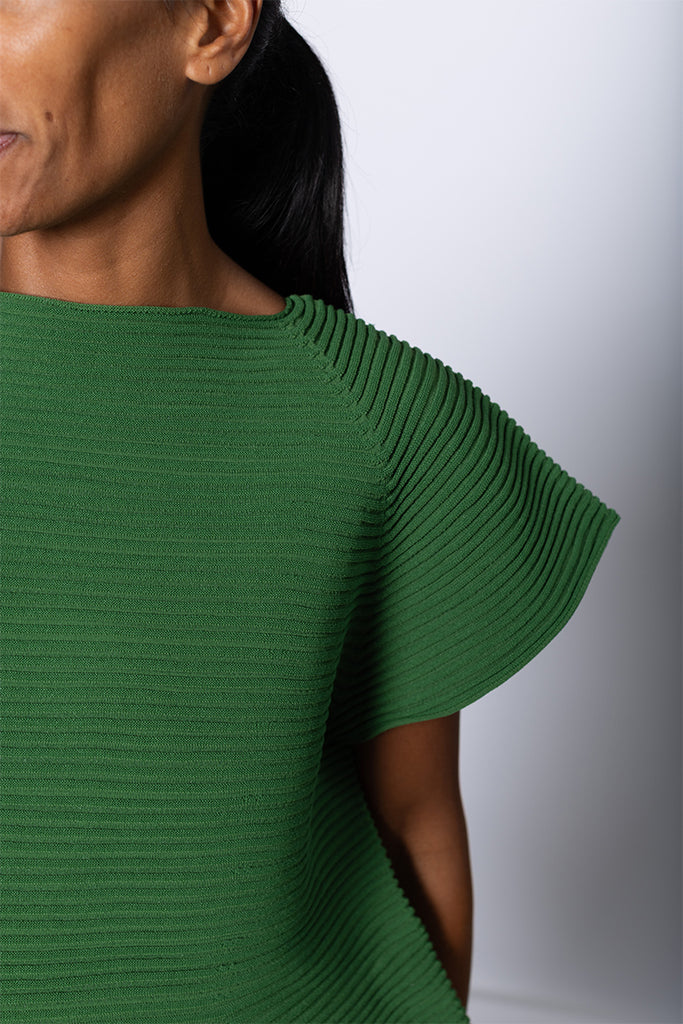 Corrugated Knit Dress - Green