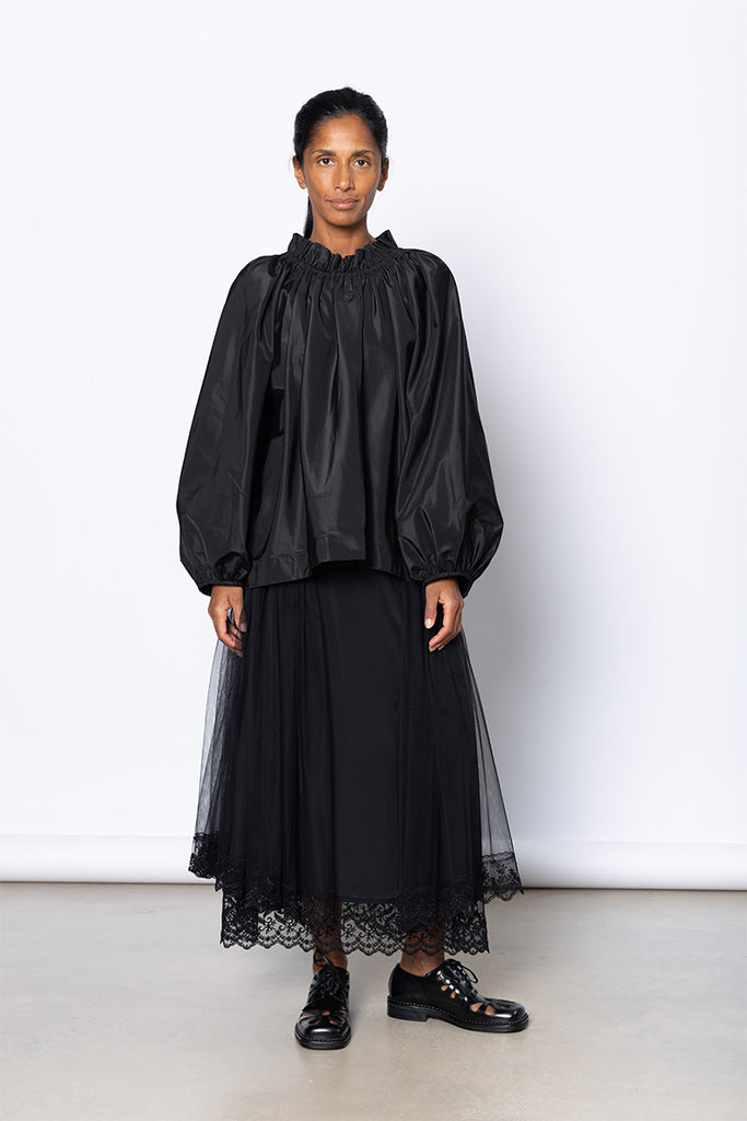 Ruched Billow Balloon Top - Black