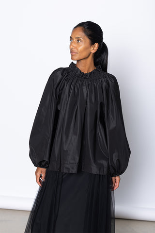 Ruched Billow Balloon Top - Black