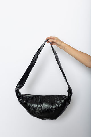 Medium Croissant Bag - Black Coated Cotton