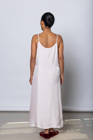 Silk Twill Slip Dress - White Lilac