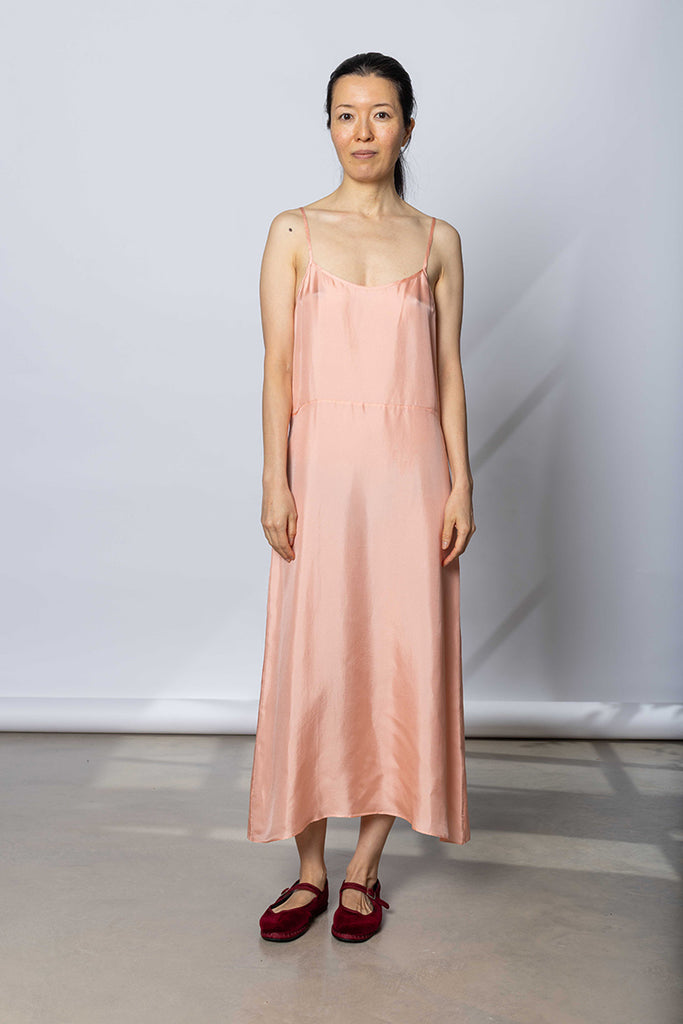 Silk Twill Slip Dress - Peach