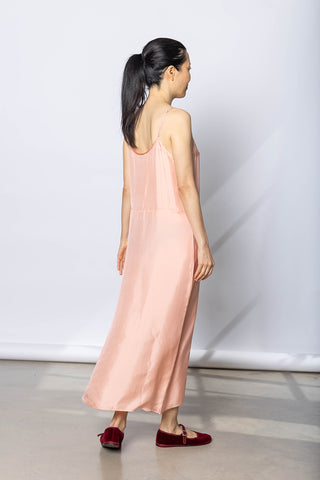 Silk Twill Slip Dress - Peach
