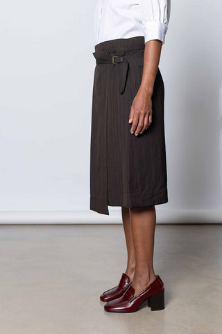 Sim Viscose Stripe Skirt - Brown