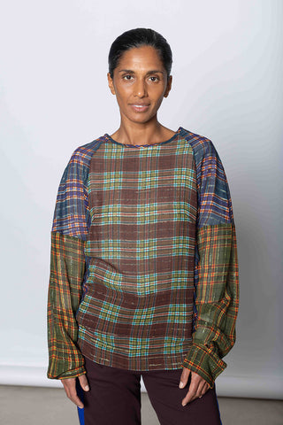 Cyrilla Checked Blouse - Burgundy
