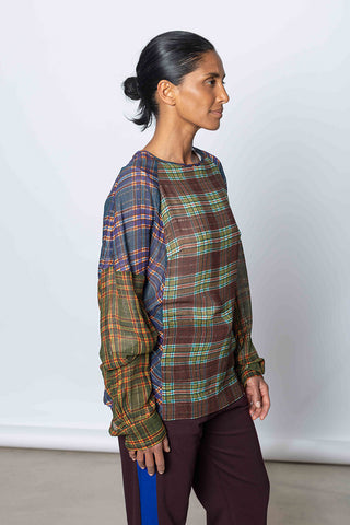 Cyrilla Checked Blouse - Burgundy
