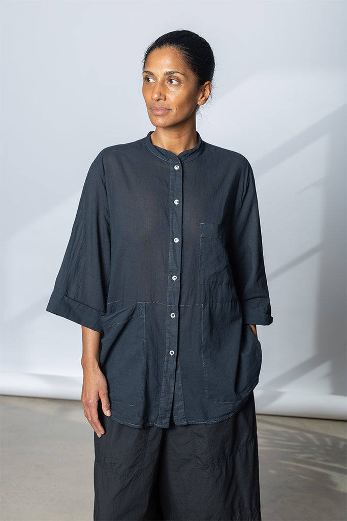 Garment Dyed 7/8th Shirt - Soft Black