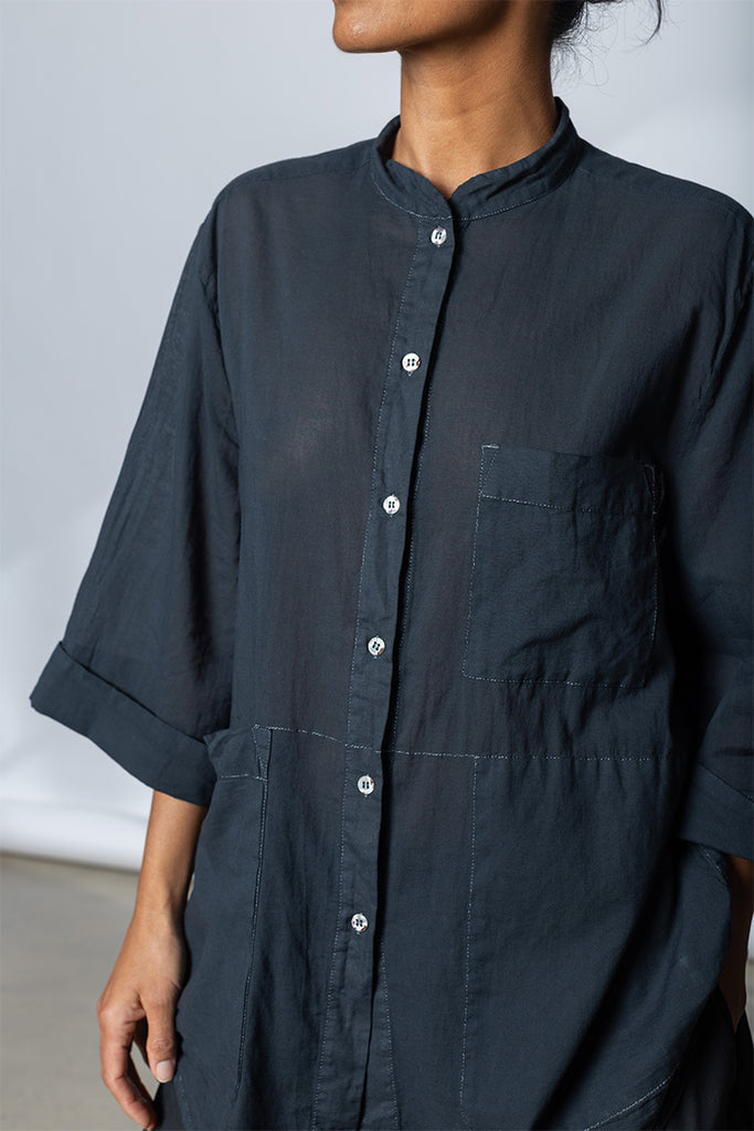 Garment Dyed 7/8th Shirt - Soft Black